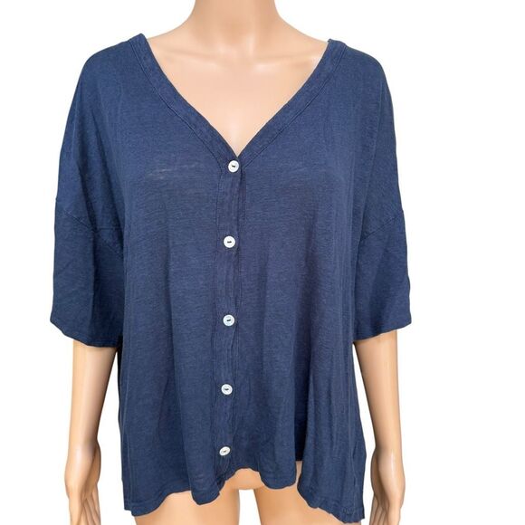 Halston 100% Linen Oversized Comfy Casual Vacation Summer Button-Down Top Sz XL - Picture 1 of 7